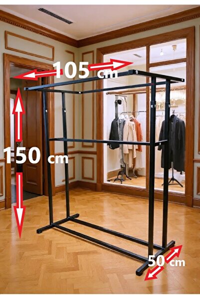 HOMEBELLA Premium 150 cm Çelik Konfeksiyon En 105 cm Elbise Askılık Tekerlekl...