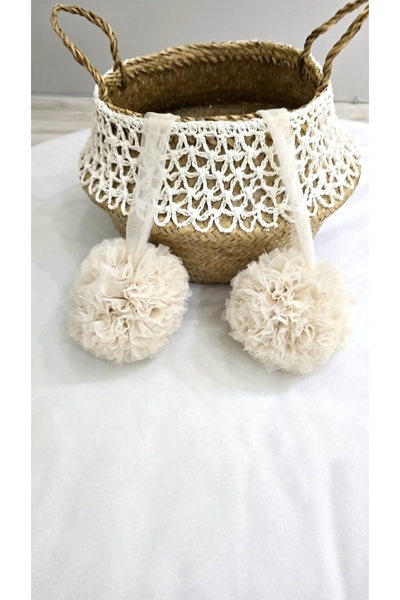 Bila Baby Stqueen Tulle Large 2-Piece Pompom Banner Baby Cream (Nut)