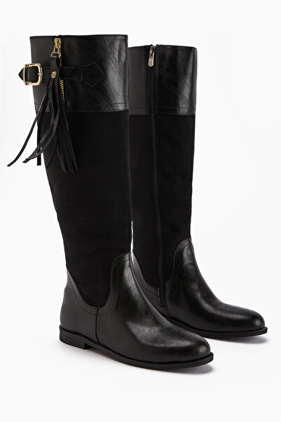 Limoya Galia Black Suede Buckle Women's Boots