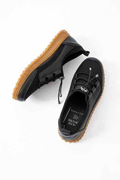 ModaAmour Hogan Genuine Leather Black Women's Orthopedic Comfortable Shoes