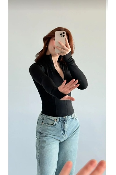 eyonnwear Bluză CoolFit cu mânecă lungă, cu fermoar, slim fit