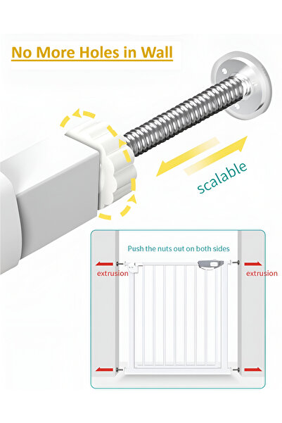 Essentials 360 Auto Close Safety Baby Gate 76-84cm Tall Wide Fence Barrier Gate for Stairs, Doorways