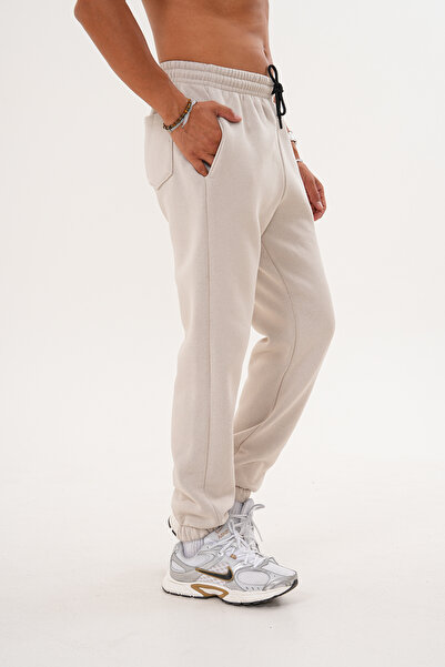 BigBrossBoutique Ανδρικό μπεζ φούτερ με ελαστικό πόδι με 3 κλωστές