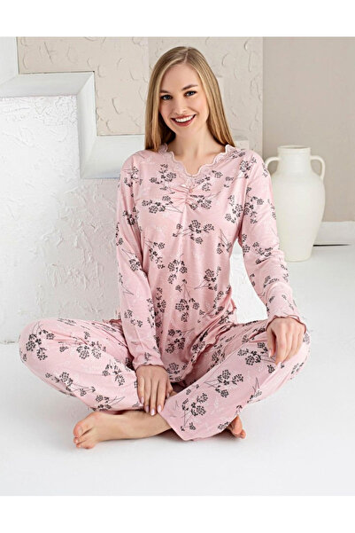 Star Fashion Pijama dama cu maneca lunga, din vascoza, material moale si conf...