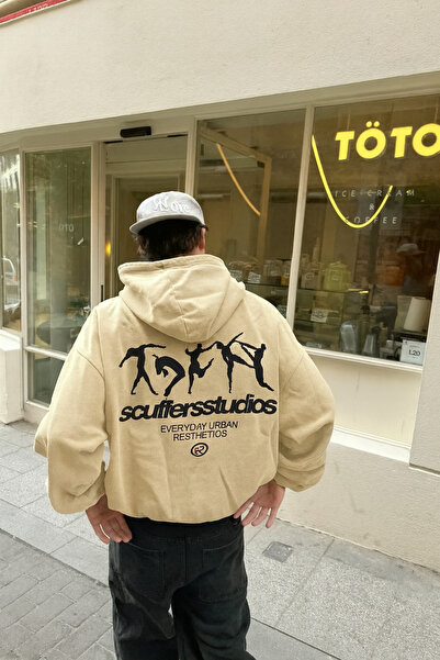 CLASSY.MODA Φούτερ με κουκούλα με 3 κλωστές και τσέπες καγκουρό – Μεγάλο στάμ...