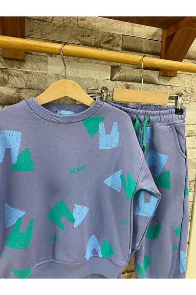 AYS BEBE LACIEL PARIS NAVİ SLOGANLI OVERSIZE KIZ ÇOCUK TAKIM