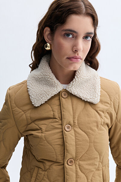 Mudo Plush Collar Quilted Puffer Coat