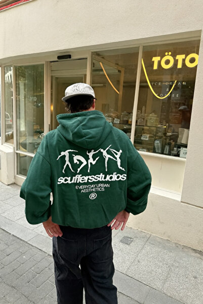 CLASSY.MODA Φούτερ με κουκούλα με 3 κλωστές και τσέπες καγκουρό – Μεγάλο στάμ...