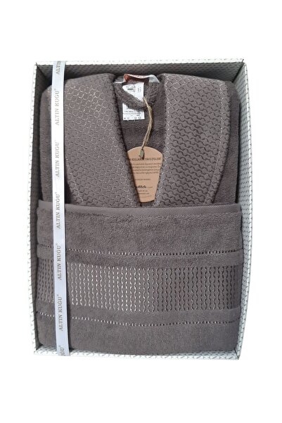 Özdilek Blossom Shawl Collar Bathrobe + Head Towel - Size L