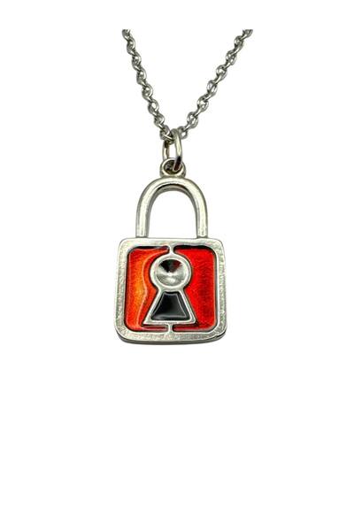 Herşey Nota Red Lock Unisex Necklace – Minimal and Stylish Design