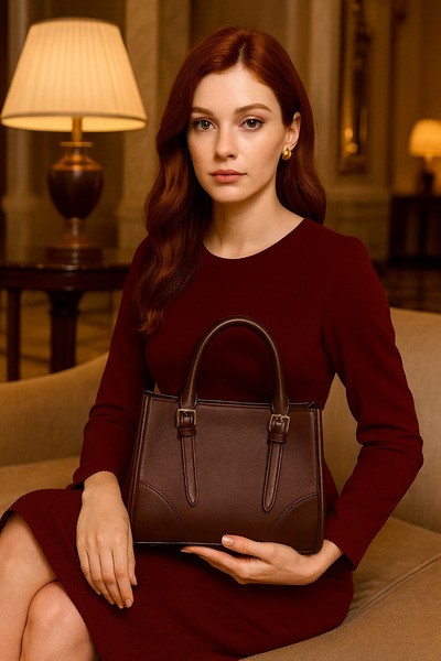 ESTUTE Lüks Deri & Süet Detaylı Omuz Çantası Likya