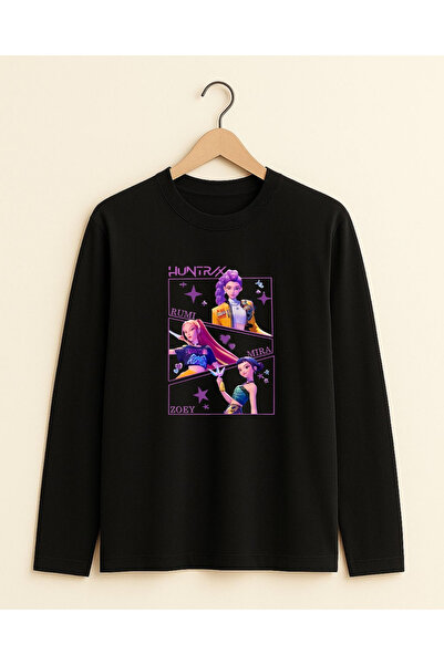 fasardi K-pop Demon Hunters Huntrix Zoey Rumi Mira Baskılı Uzun Kollu Kız Çoc...