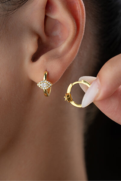 Silvano Jewelry 925 Ayar Gümüş Mekik Taşlı Halka Küpe