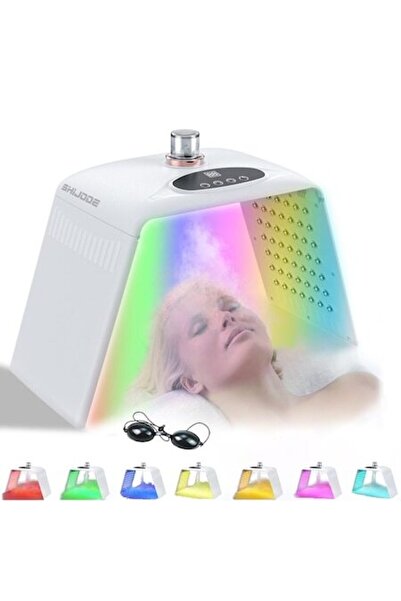 SHIJOOE Dispozitiv de înfrumusețare 7 în 1 cu spray facial, mască de terapie cu lumină LED