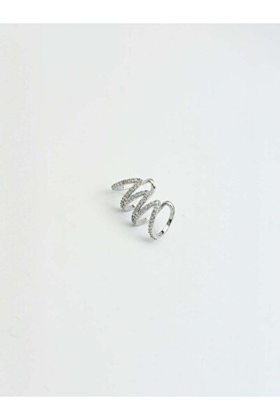 Miruva Çelik Zirkon Taş Detaylı Ayarlanabilir Earcuff Küpe