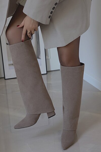 POLKA STORE Look Tozluk Детальні чоботи з знімним апаратом, на підборах, з гострим носком, на блискавці, жіноче взуття