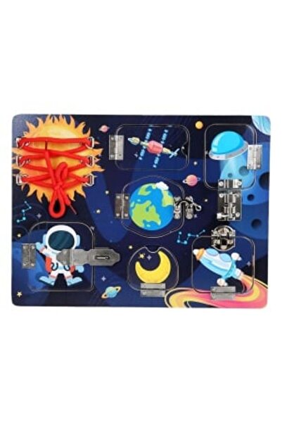 Picodino Wooden board with laces and padlocks - Cosmic Space