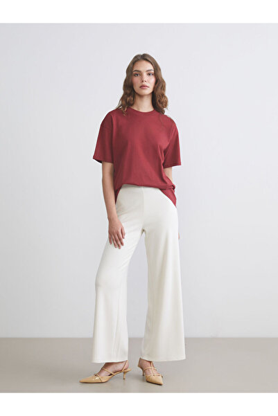 LC Waikiki Beige Wide Leg Women's Sweatpants with Elastic Waist