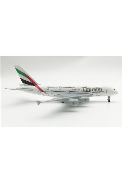 OEM Machetă de avion Emirates Airbus A380, metal, 20 cm, scară 1:250
