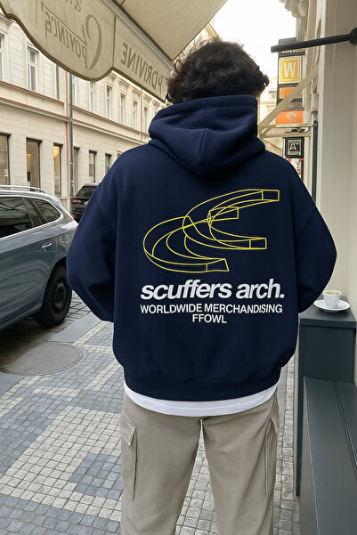 CLASSY.MODA Оверсайз-светр з капюшоном – Scuffers Arch Напис і графічний принт Unisex