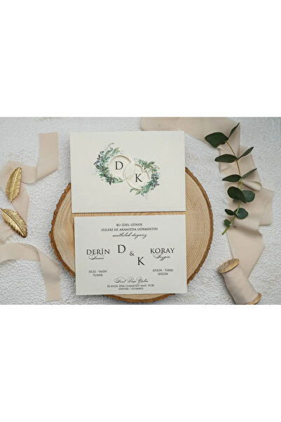 Erdem Düğün Davetiyesi / Nişan Davetiyesi / Nikah Davetiyesi / (50 Adet) Bask...