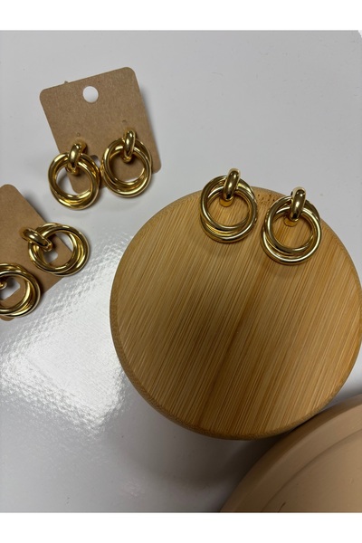 ALİA Çift halka görünümünde gold kadın küpe