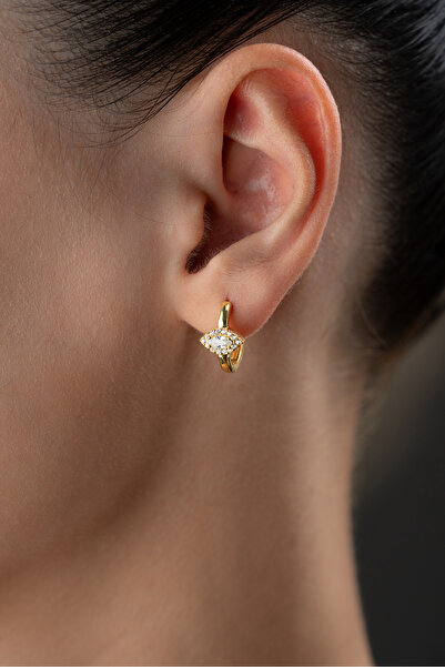 Silvano Jewelry 925 Ayar Gümüş Mekik Taşlı Halka Küpe