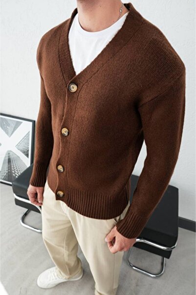 perasttesktil Men's Buttoned Knit Cardigan