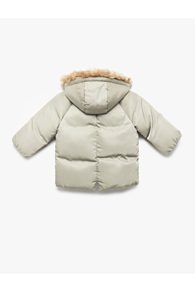 Koton Μακρυμάνικο πουπουλένιο παλτό με κουκούλα με λεπτομέρεια από βελούδινο υλικό