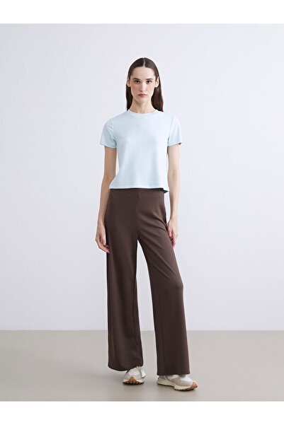 LC Waikiki Brown Wide Leg Women's Sweatpants with Elastic Waist