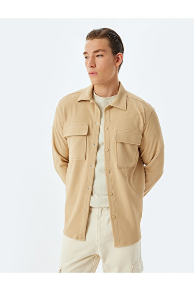 Koton Waffle Fabric Snap-Closure Pocket Detailed Shirt Jacket