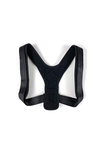 OEM Suport de spate unisex, piele/bumbac, reglabil, 20x14 cm, negru