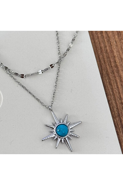 TURKAFONE قلادة مزدوجة على شكل نجمة القطب