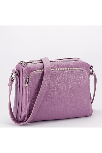MADE İN ITALY - Leather Shoulder Bag B-8981 124, Lavender Purple