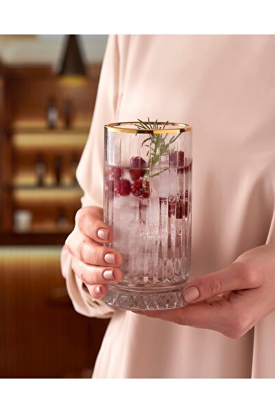 Paşabahçe كأس مشروب غازي إليسيا جولدن تاتش 4 قطع 365 سي سي