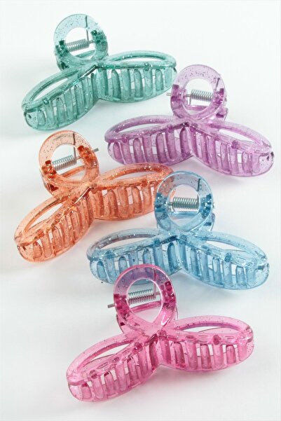 Seçkin Trend Cataramă cu agrafă transparentă colorată Fiyong 8 cm