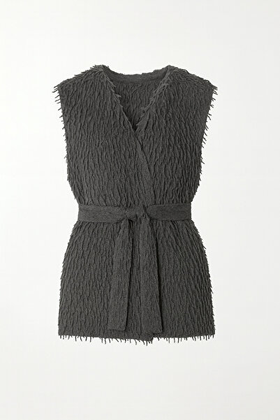 Misue Handmade Seasonal Loose Tassel Belted Vest, Modern Vest, Suitable for Muslim Clothing Vest