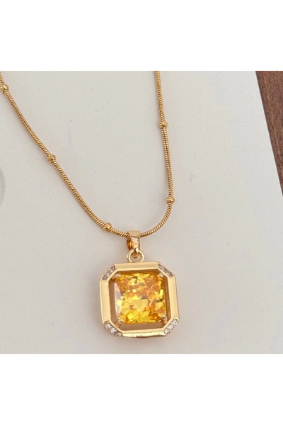 TURKAFONE قلادة الحجر الأصفر