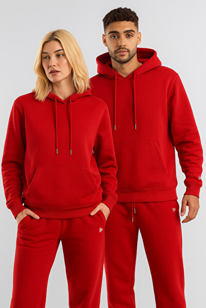 CLASSY.MODA Set de trening confortabil, unisex, simplu, oversize, cu glugă, cu 3 fire, cu buzunar cangur