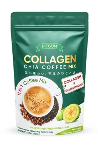 Fitgum مزيج قهوة الكولاجين والشيا - مزيج قهوة 11 في 1 قهوة سريعة التحضير مع ا...