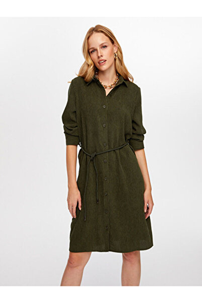 Faik Sönmez Φόρεμα από σενίλ με ζώνη W26ELB023