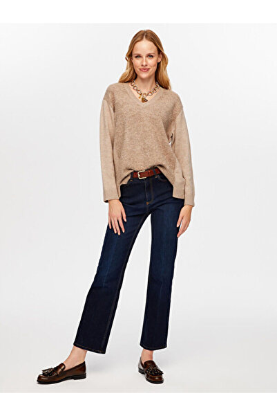 Faik Sönmez Önü Buklet Örgü V Yaka Triko Bluz W26TRB014