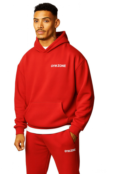 CLASSY.MODA Set de trening cu glugă cu buzunar cangur cu 3 fire – stil casual unisex cu imprimeu minimalist