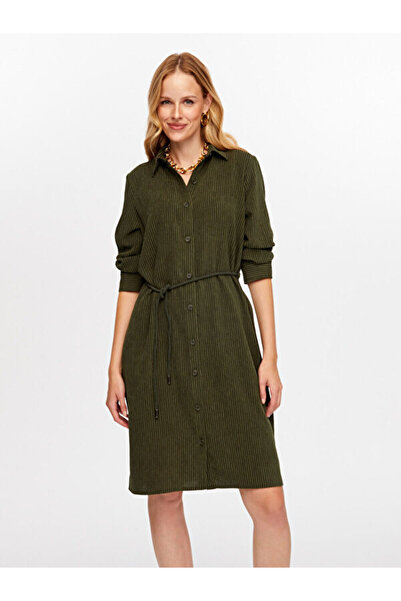 Faik Sönmez Φόρεμα από σενίλ με ζώνη W26ELB023