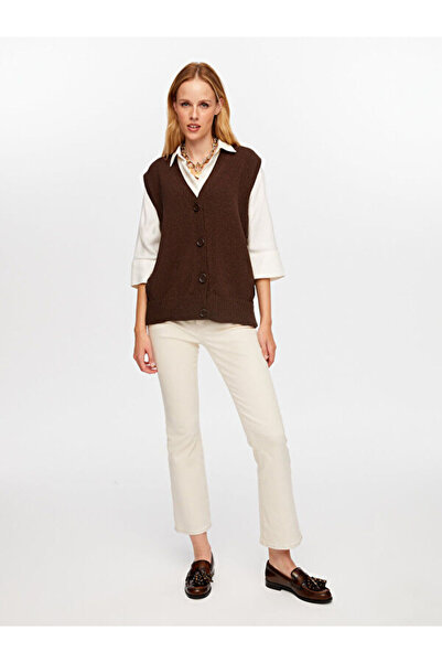 Faik Sönmez Yanları Kontrast Şerit Detaylı Pamuk Triko Yelek W26TRH012