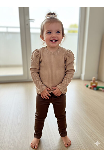Selvira Set de tricotaje cu mânecă lungă, pulover și pantaloni din piele pent...