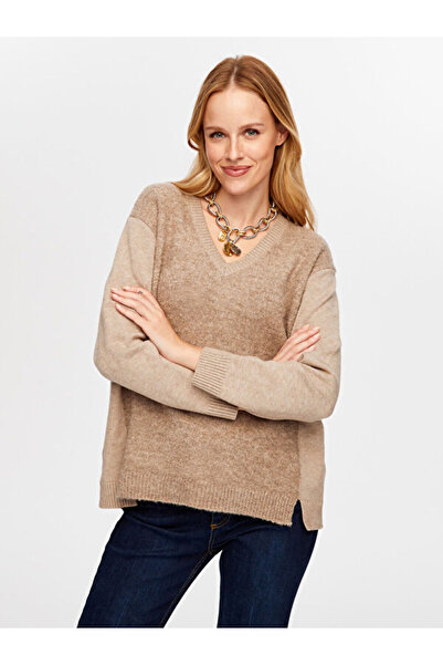 Faik Sönmez Önü Buklet Örgü V Yaka Triko Bluz W26TRB014