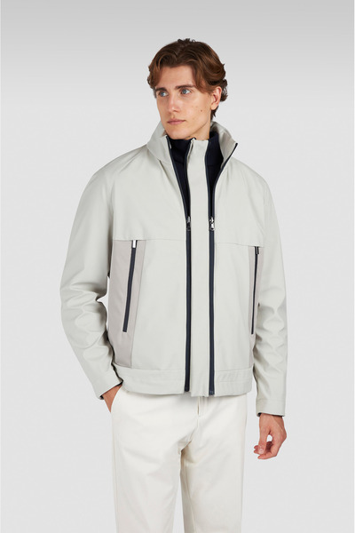 PAUL&SHARK Men's Regular Fit Water and Wind Resistant Double-Sided Beige - Blue Jacket 15312087-629