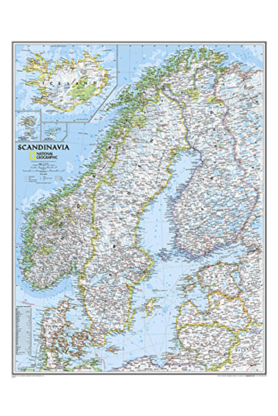 Natl Geographic Maps National Geographic: Hartă clasică de perete a Scandinav...