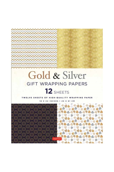 Tuttle Pub Silver & Gold Gift Wrapping Papers - 12 Sheets: 12 Sheets of High-...